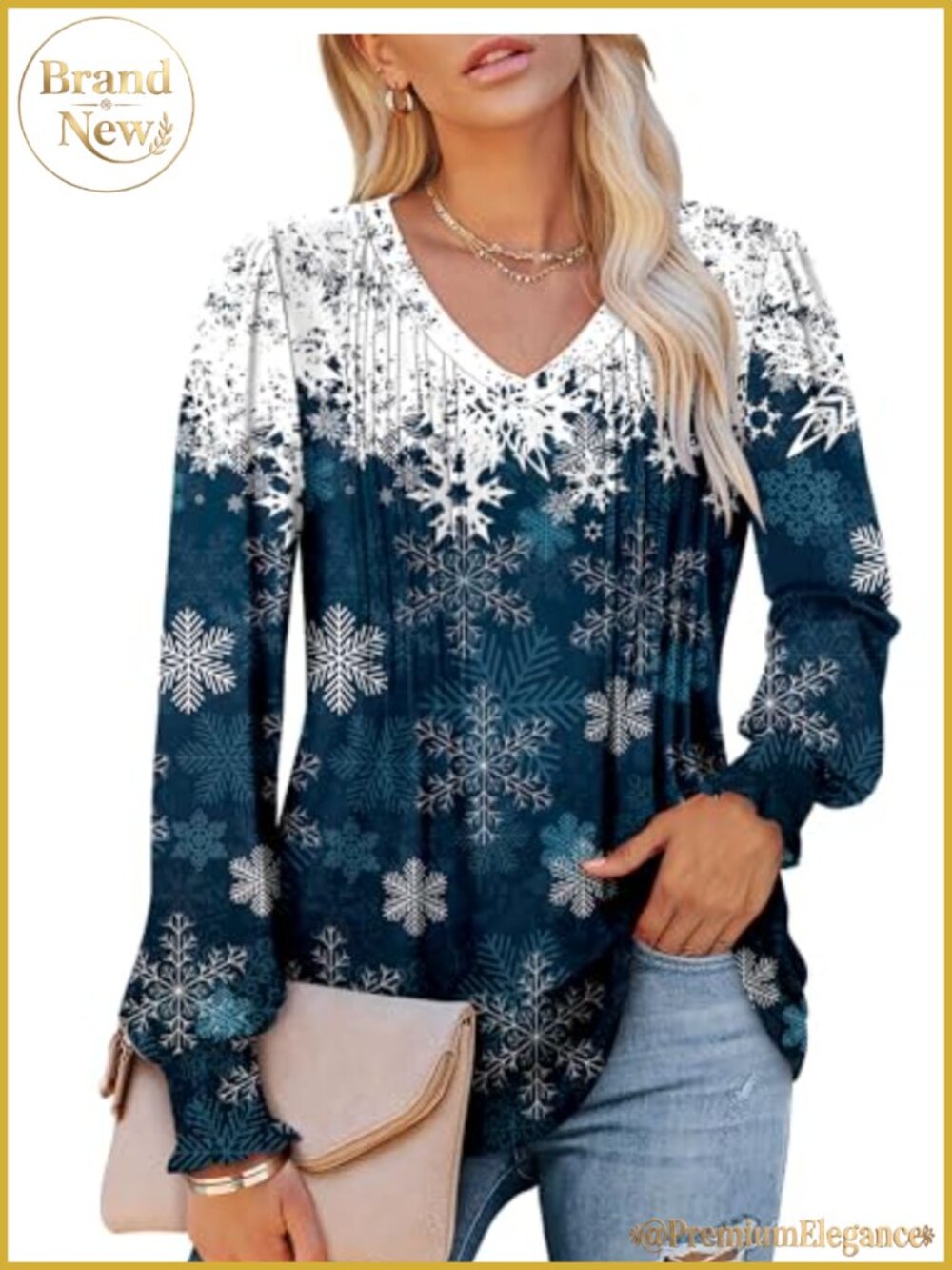 Womens Long Sleeve V Neck Floral Tunic Blouse Ruffle Loose Fit Top